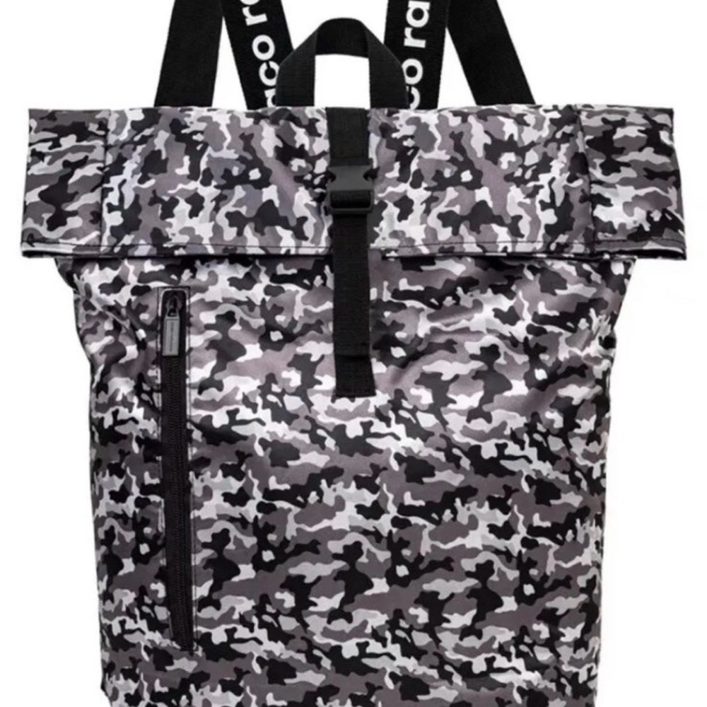 Paco Rabanne Black Gray White Camo Roll-Top Backpack